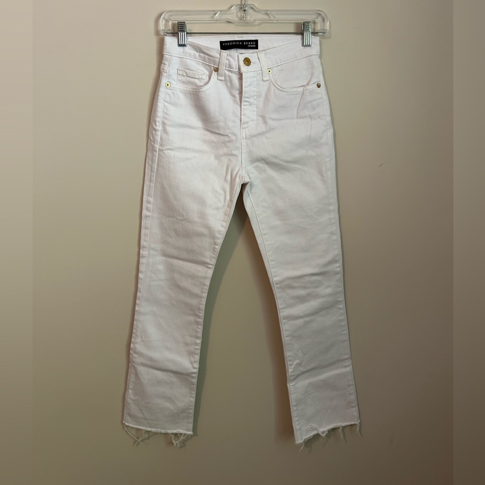 Veronica Beard Carly 11" Kick Flare Jeans in White Size 24